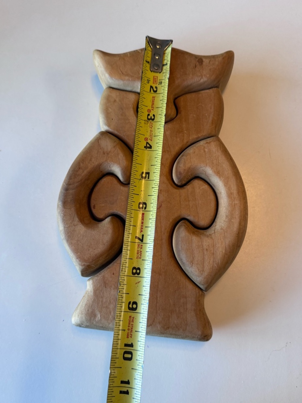 Vintage 70s Carved Wooden Owl Thick Brown Puzzle Table Accent - Picture 4 of 5
